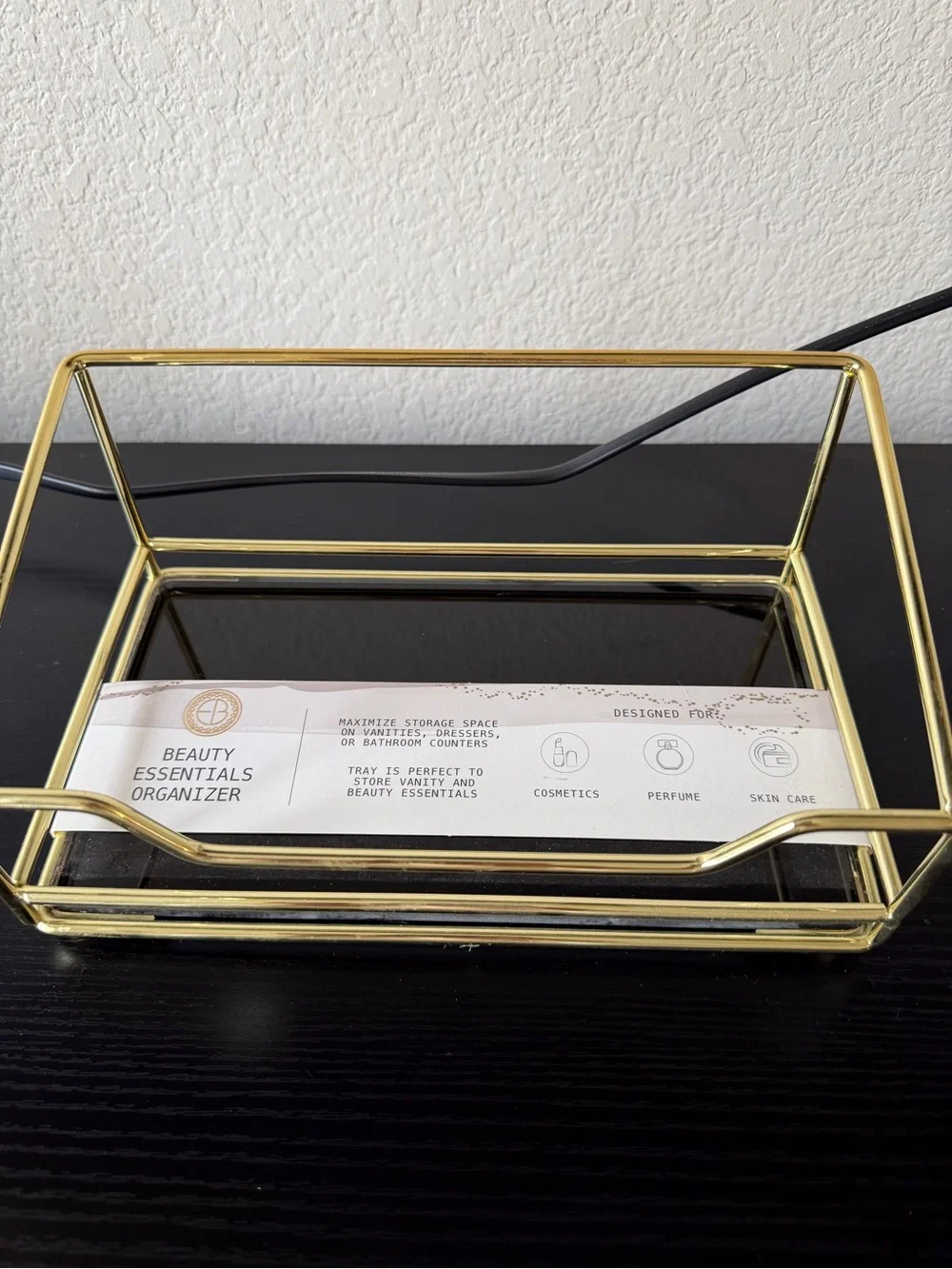 Gold Glass Beauty Essentials Organizer Tray
